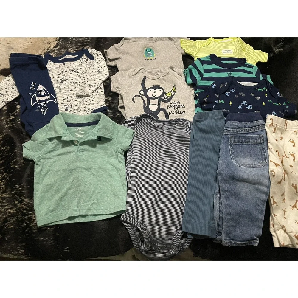 12 piece lot! Baby Boy 3-6 months! Some NWOTS one pieces‎ pants Outfit